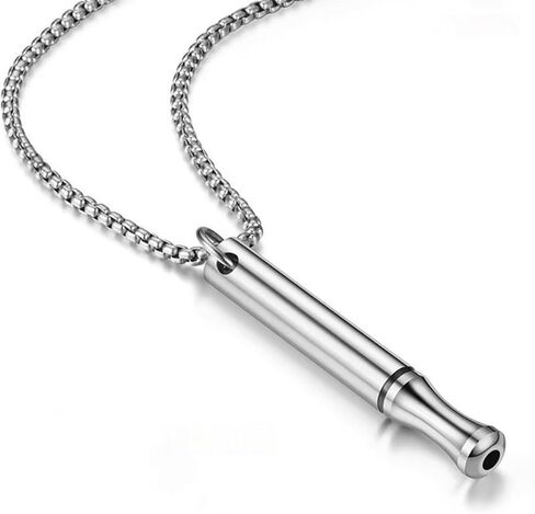 Stainless Steel Emergency Whistle Necklace with Chain, Silver in Saudi Arabia
