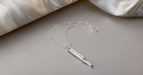 Stainless Steel Emergency Whistle Necklace with Chain, Silver in Saudi Arabia