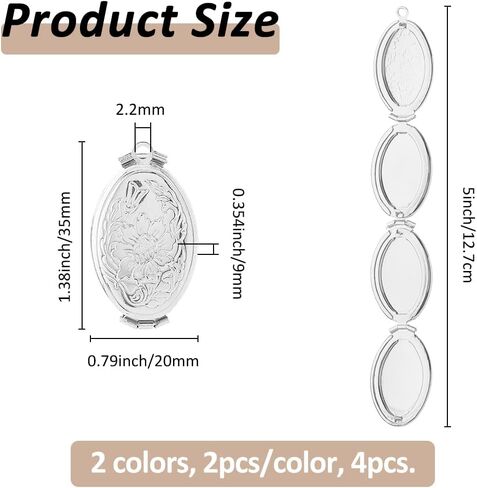 SUPERFINDINGS 4Pcs 2Colors Expanding Photo Locket Alloy Pendant 4 Pictures Chain Necklace Golden Charms Picture Photo Inside Personalized Couples Locket Hold Pictures in Jewelry for Women in Saudi Arabia