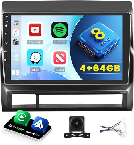 (8 Core 4G+64G) Inefala for Toyota Tacoma 2005-2013 Android 13 Radio Dash Kit with Wireless Carplay & Android Auto 9" Touchscreen Stereo with WiFi GPS BT DSP 4G Antenna FM/RDS/AM Mic Backup Camera in Kuwait