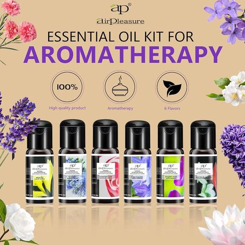 مجموعة هدايا الزيوت العطرية من الزيوت العطرية متعددة الوظائف لموزع الروائح العلاجية، مرطب الهواء، منعش، زيوت عطرية طبيعية، 6 زجاجات، 15 مل in Kuwait