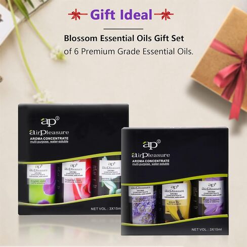 مجموعة هدايا الزيوت العطرية من الزيوت العطرية متعددة الوظائف لموزع الروائح العلاجية، مرطب الهواء، منعش، زيوت عطرية طبيعية، 6 زجاجات، 15 مل in Kuwait