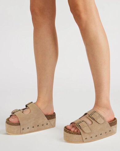 Womens Cork Platform Sandals أحزمة الإبزيم القابلة للتعديل in Kuwait