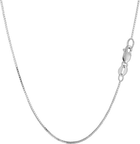 Jewelry Affairs 14k White Solid Gold Mirror Box Chain Necklace, 0.7mm in Saudi Arabia