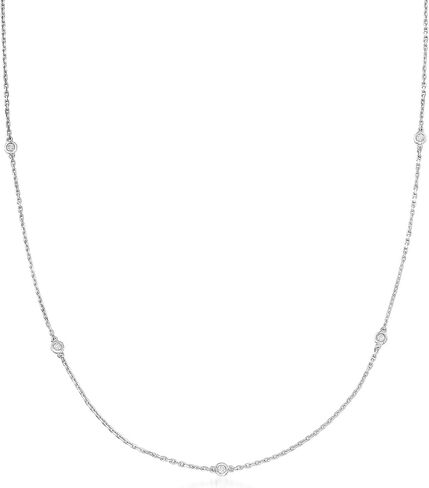 Ross-Simons 0.25 CT. T.W. قلادة محطة الماس المحوبة في الفضة الإسترليني in Saudi Arabia