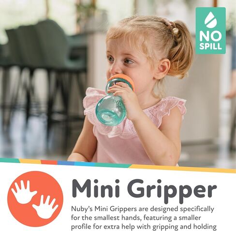 Nuby No Spill 6oz/180ml Mini Gripper Soft Silicone Spout Cup, 3 Pack, Girls, 6m+, BPA Free in Saudi Arabia