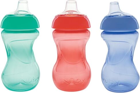 Nuby No Spill 6oz/180ml Mini Gripper Soft Silicone Spout Cup, 3 Pack, Girls, 6m+, BPA Free in Saudi Arabia