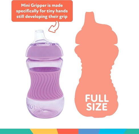 Nuby No Spill 6oz/180ml Mini Gripper Soft Silicone Spout Cup, 3 Pack, Girls, 6m+, BPA Free in Saudi Arabia
