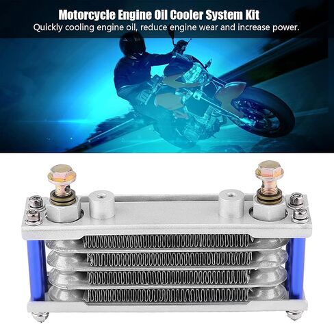 65ml Motorcycle Engine Oil Cooler with Radiator System Kit, Cooling Engine Oil Radiator Ideal for GY6 Engine (Export silver) in Kuwait