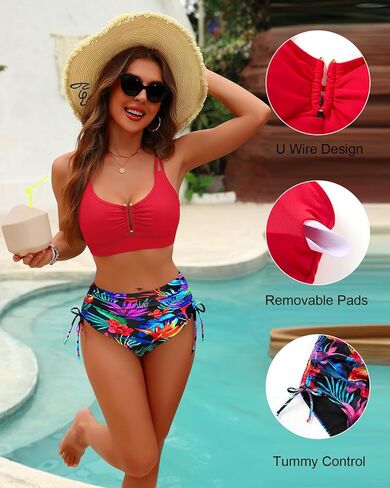 ثنائي بيكيني ثنائي الخصر - بدلة السباحة السيطرة على البطن 2025 U -Wired Swimsuit تغطية كاملة in Kuwait