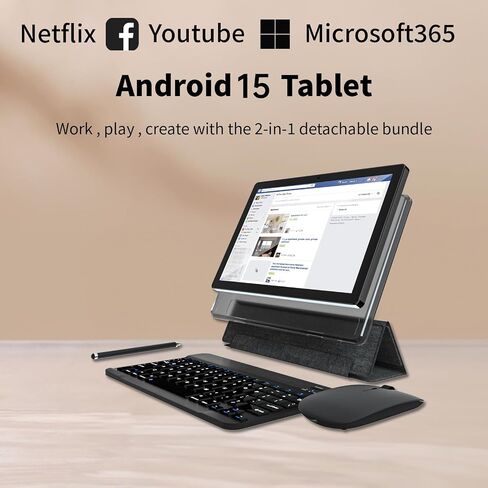 Android 14 Tablet 11inch, Support Face Unlock, 18W Fast Charging, 12GB+128GB+512GB Expand, Octa-core CPU, 8000mAh Large Battery WiFi6, BT5.0,Touchscreen Display, Widevine L1 Tableta, 2in1 Tablet PC in Saudi Arabia