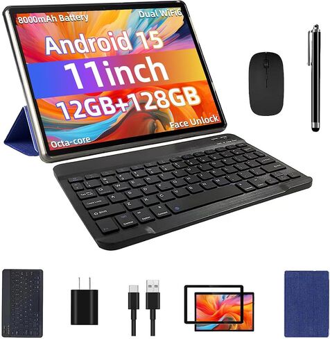 Android 14 Tablet 11inch, Support Face Unlock, 18W Fast Charging, 12GB+128GB+512GB Expand, Octa-core CPU, 8000mAh Large Battery WiFi6, BT5.0,Touchscreen Display, Widevine L1 Tableta, 2in1 Tablet PC in Saudi Arabia