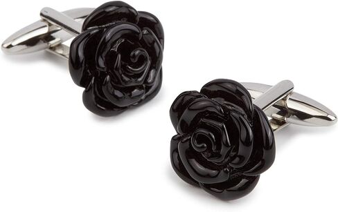 Black Rose Metal Cufflinks Rhodium Plating - Cuff Links Mens - Tuxedo Buttons & Accessories in Kuwait