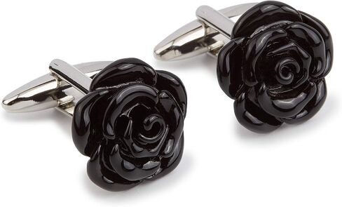 Black Rose Metal Cufflinks Rhodium Plating - Cuff Links Mens - Tuxedo Buttons & Accessories in Kuwait