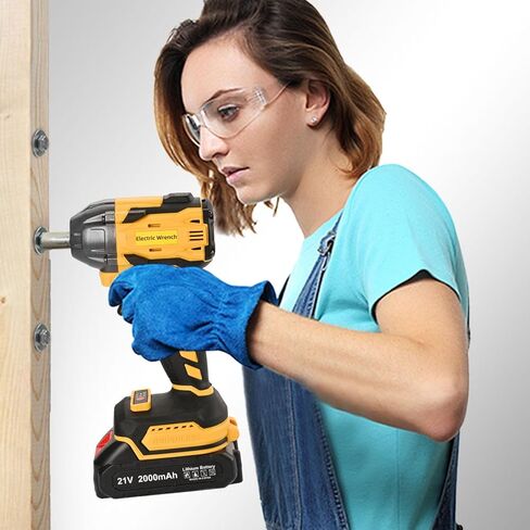 300N.m Cordless Impact Wrench, 21V Torque Power Impact Driver, 1/2" Brushless Impact Gun with 2*2.0Ah Batteries with 19 Accessories, Electric Impact Motor Variable Speeds for home installation (Blue) in Kuwait