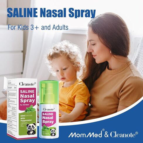 Saline Nasal Spray for Children 3+, Soothe Nasal Mist with 360° Rotatable Nozzle and Fine Mist, Drug Free - 2.03 fl oz, 1 Pack in Saudi Arabia
