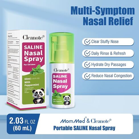Saline Nasal Spray for Children 3+, Soothe Nasal Mist with 360° Rotatable Nozzle and Fine Mist, Drug Free - 2.03 fl oz, 1 Pack in Saudi Arabia