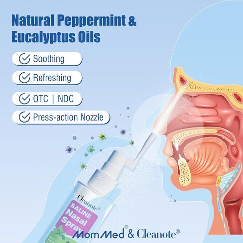 Saline Nasal Spray for Children 3+, Soothe Nasal Mist with 360° Rotatable Nozzle and Fine Mist, Drug Free - 2.03 fl oz, 1 Pack in Saudi Arabia