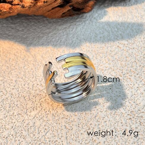Mixed Metal Ring for Women Two Tone Dome Rings Adjustable Open Rings Gold And Silver Ring Irregular Knuckle Rings Gold Rings That Don't Tarnish Simple Wrap Ring Charm Finger Ring Trendy Jewelry in Kuwait
