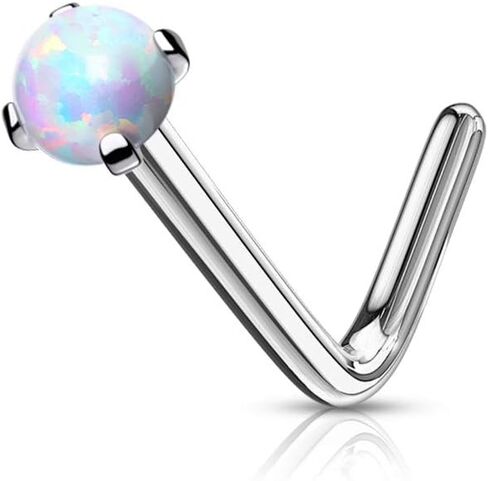 FIFTH CUE Opal Prong set Top 316L Surgical Steel L Bend Nose Stud Rings in Saudi Arabia