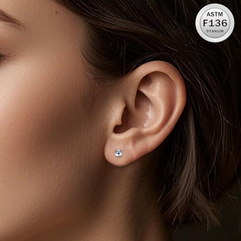 Ruifan 20G 18G 16G Titanium Earrings Studs Set for Sensitive Ears Hypoallergenic Piercing Jewelry Internally Threaded Cartilage Conch Helix Rook Tragus Earring Hoop Eyebrow For Women Men Ball 3-6mm in Saudi Arabia