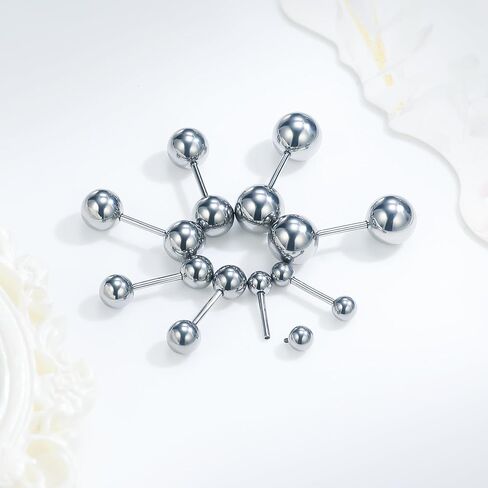 Ruifan 20G 18G 16G Titanium Earrings Studs Set for Sensitive Ears Hypoallergenic Piercing Jewelry Internally Threaded Cartilage Conch Helix Rook Tragus Earring Hoop Eyebrow For Women Men Ball 3-6mm in Saudi Arabia
