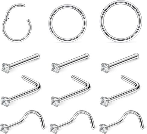 حلقات أنف Hoeudjo STEMACITAL STEMICAL CHIPIC ZIRCONIA SNISE STINDS ATTRIAL in Kuwait