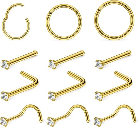 حلقات أنف Hoeudjo STEMACITAL STEMICAL CHIPIC ZIRCONIA SNISE STINDS ATTRIAL in Kuwait