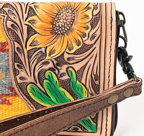 American Darling Organizer Hand Tooled Saddle Blanket Fabric Genuine Leather Western Women Bag Handbag Purse | for in Kuwait