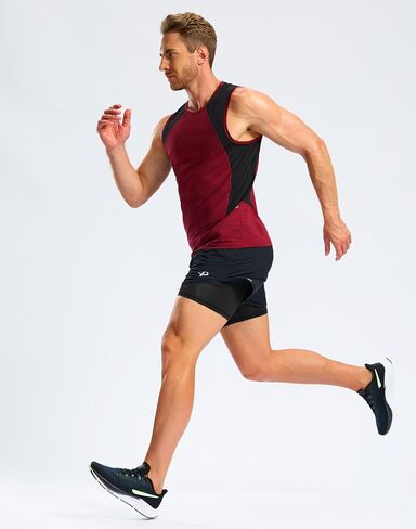 Pudolla Men's 2 in 1 Workout Running Shorts 5" with Zipper Phone Pockets Quick Dry Gym Athletic Shorts with Compression Liner in Saudi Arabia