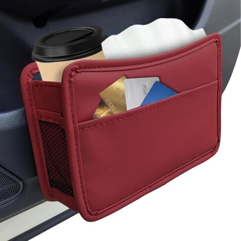 1pc PU Leather Car Side Door Storage Box, Auto Waterproof Phone Pocket Pouch, Car Seat Side Organizer Hanging Storage Bag in Saudi Arabia