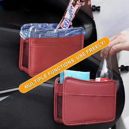 1pc PU Leather Car Side Door Storage Box, Auto Waterproof Phone Pocket Pouch, Car Seat Side Organizer Hanging Storage Bag in Saudi Arabia