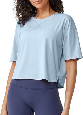 G4Free Lightweight Womens Workout Tops Loose Fit Short Sleeve Summer T Shirts Athletic Gym Tees Basic Yoga Shirts Casual in Saudi Arabia