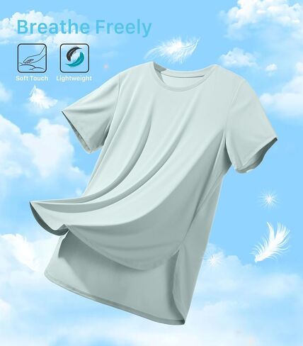 Soothfeel Women's Short Sleeve Stirts Upf 50+ حماية من أشعة الشمس قمم الأنثى الرياضية على قمم الصالة الرياضية التي تدير قمصان اليوغا in Saudi Arabia