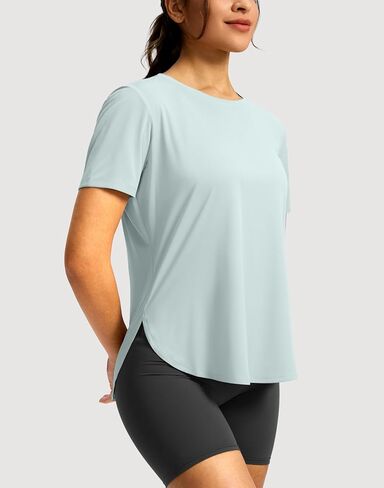 Soothfeel Women's Short Sleeve Stirts Upf 50+ حماية من أشعة الشمس قمم الأنثى الرياضية على قمم الصالة الرياضية التي تدير قمصان اليوغا in Saudi Arabia