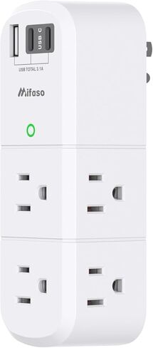Surge Protector USB Outlet Extender with Rotating Plug, 6 AC Multi Plug Outlet and 3 USB Ports (1 USB C), 3-Sided Swivel Power Strip Outlet Splitter for Home, Dorm Room Essentials (2 Pack) in Kuwait