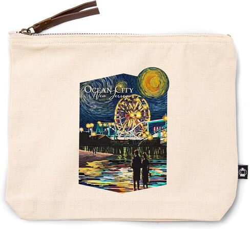 Lantern Press Ocean City ، New Jersey ، Pier ، Starry Night ، حقيبة سحاب من القطن 100 ٪ ، ملحق السفر ، GO BAG in Saudi Arabia
