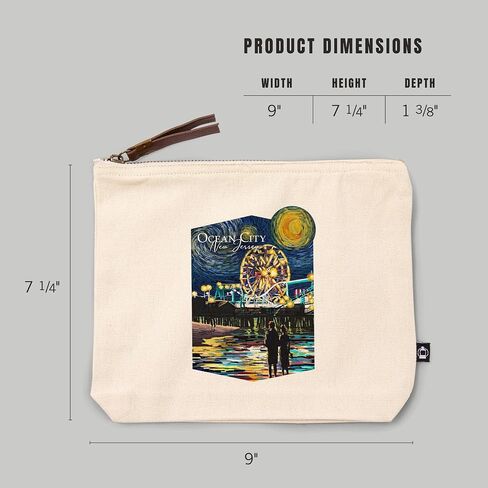 Lantern Press Ocean City ، New Jersey ، Pier ، Starry Night ، حقيبة سحاب من القطن 100 ٪ ، ملحق السفر ، GO BAG in Saudi Arabia