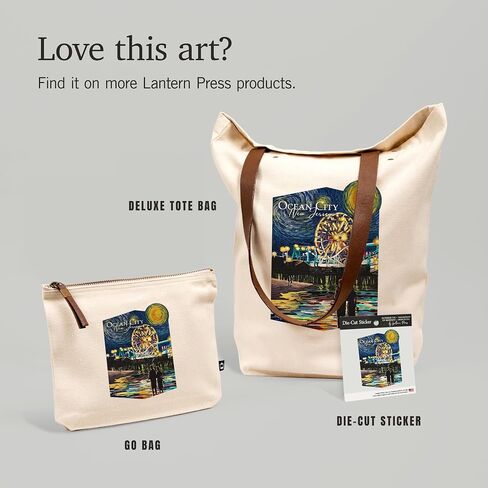 Lantern Press Ocean City ، New Jersey ، Pier ، Starry Night ، حقيبة سحاب من القطن 100 ٪ ، ملحق السفر ، GO BAG in Saudi Arabia