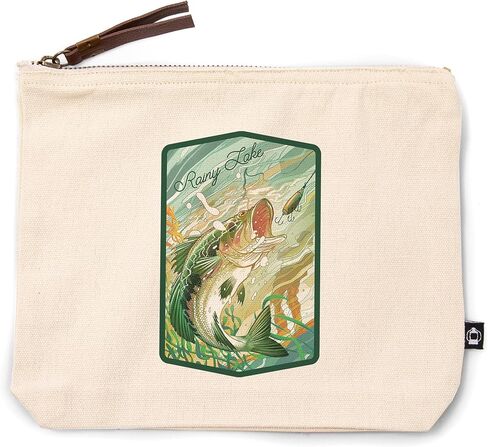 Lake Rainy Lake ، مينيسوتا ، الأسماك طوال اليوم ، باس ، حقيبة سحاب القطن بنسبة 100 ٪ ، ملحق السفر ، حقيبة الذهاب in Kuwait