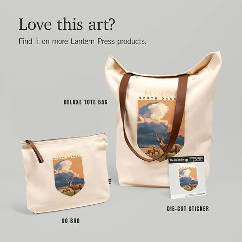 Lantern Press Minot ، North Dakota ، Deer White-Taild و Rain Cloud ، الطباعة الحجرية ، حقيبة سحاب من القطن 100 ٪ ، ملحق السفر ، GO BAG in Kuwait