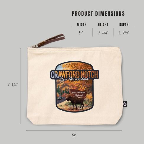 Lantern Press Crawford Notch, New Hampshire, White Mountain National Forest, New Hampshire, Scenic Byway and Moose, 100% Cotton Zipper Pouch, Travel Accessory, Go Bag in Saudi Arabia