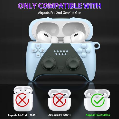 MOFREE AirPods Pro 2nd Generation Case Cover with Cleaner Kit, 3D Game Controller Design Soft Silicone Shock-Absorbing Protective Cover for Airpods Pro Case/AirPods Pro 2 Charging Case with Lanyard in Kuwait