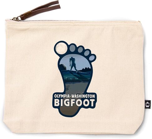Lantern Press Olympia, Washington, Bigfoot, Footprint, 100% Cotton Zipper Pouch, Travel Accessory, Go Bag in Saudi Arabia