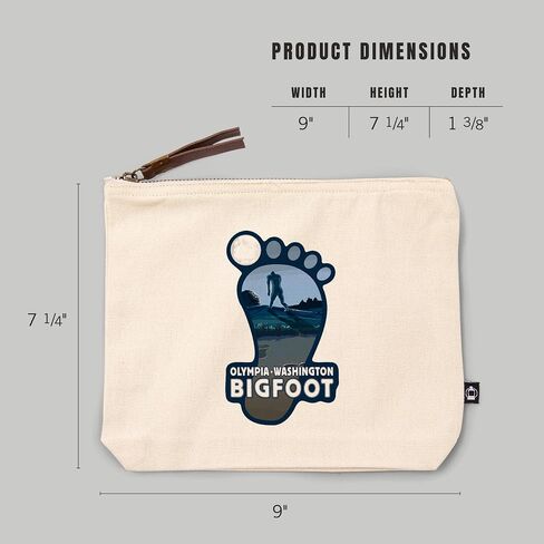 Lantern Press Olympia, Washington, Bigfoot, Footprint, 100% Cotton Zipper Pouch, Travel Accessory, Go Bag in Saudi Arabia
