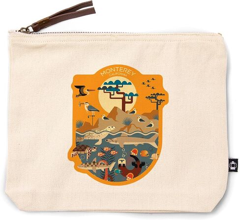 فانوس الصحافة مونتيري كاليفورنيا ، الحيوانات البحرية ، كيس سحاب القطن بنسبة 100 ٪ ، ملحق السفر ، GO BAG in Kuwait