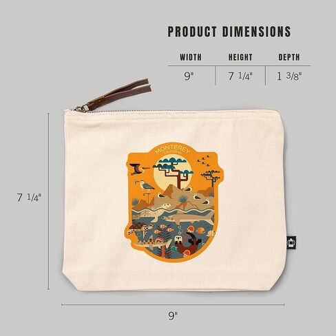 فانوس الصحافة مونتيري كاليفورنيا ، الحيوانات البحرية ، كيس سحاب القطن بنسبة 100 ٪ ، ملحق السفر ، GO BAG in Kuwait