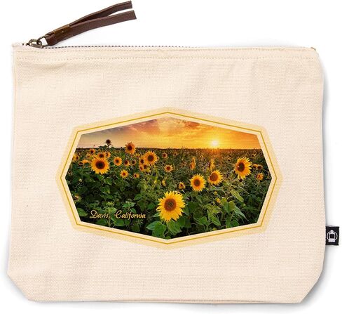 Lantern Press Davis, California, Beautiful Sunset Over a Sunflower Field, 100% Cotton Zipper Pouch, Travel Accessory, Go Bag in Saudi Arabia