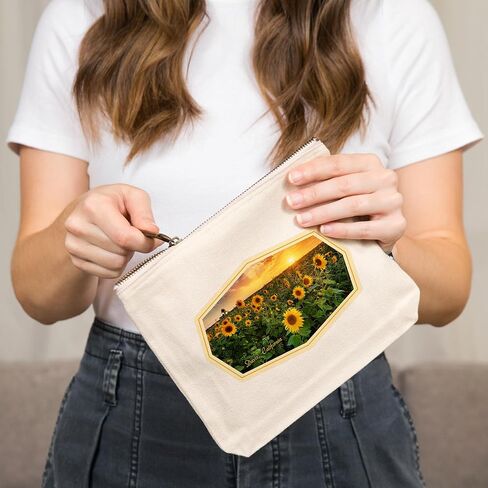 Lantern Press Davis, California, Beautiful Sunset Over a Sunflower Field, 100% Cotton Zipper Pouch, Travel Accessory, Go Bag in Saudi Arabia
