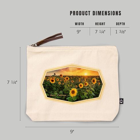 Lantern Press Davis, California, Beautiful Sunset Over a Sunflower Field, 100% Cotton Zipper Pouch, Travel Accessory, Go Bag in Saudi Arabia